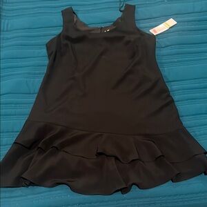 Leslie Fay Black Ruffled Mini Sundress